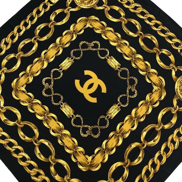 CHANEL - Black Dark yellow Scarf 301-072125 - Picture 1 of 5